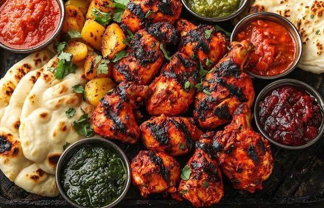 Traditional clay tandoor oven with glowing coals